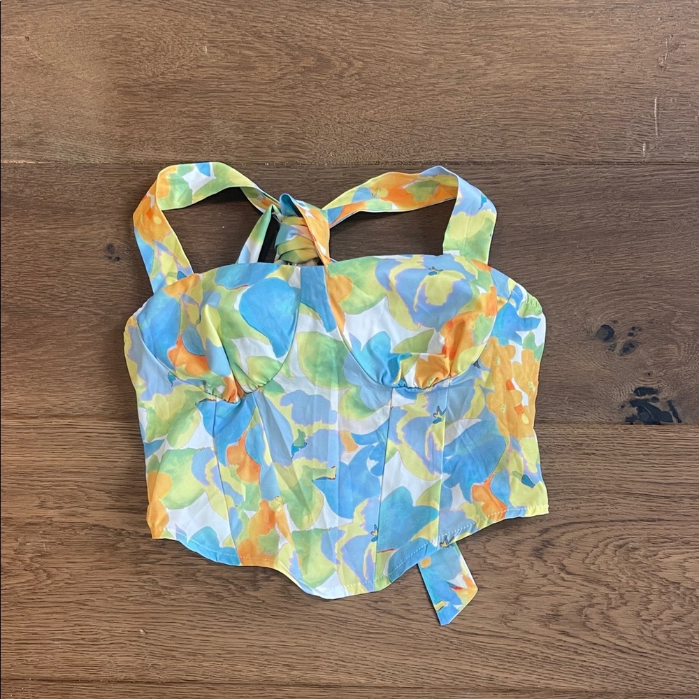 Colorful Floral Bustier Top